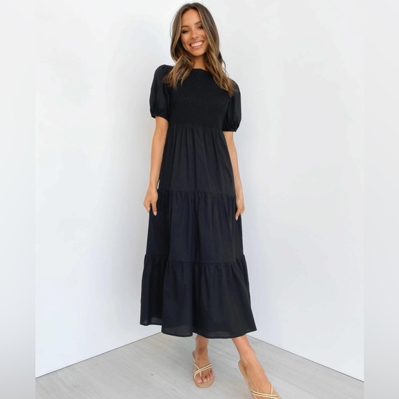 Petal + Pup Naurra Shirred Tiered Midi Dress - 10 - Picture 5 of 9